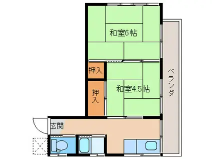 杉本アパート(2K/2階)の間取り写真