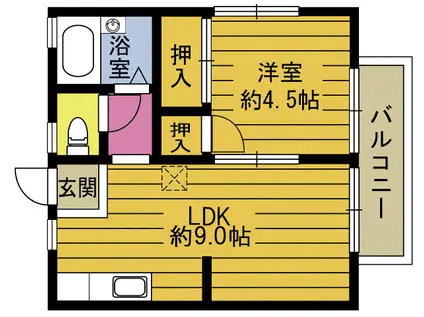 サンハイツシーガル(1LDK/2階)の間取り写真