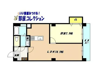  グランベール小倉駅前(1LDK/2階)の間取り写真