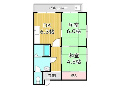 弘輝マンション(2DK/4階)の間取り写真
