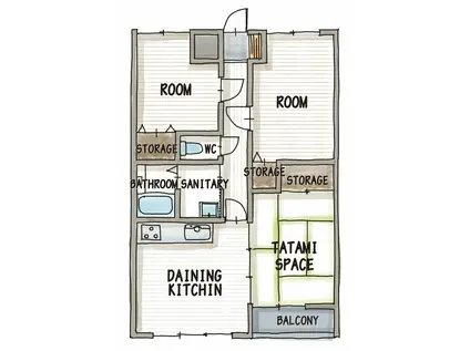 モアクレストふじい(3DK/2階)の間取り写真