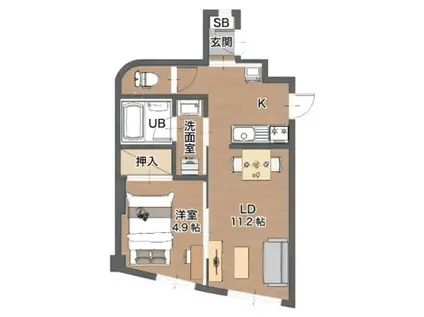 ファーニッシュド・ステイ長野市役所南(1LDK/1階)の間取り写真