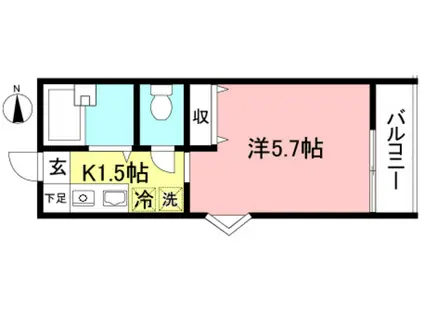 ファミーユタケウチ(1K/1階)の間取り写真