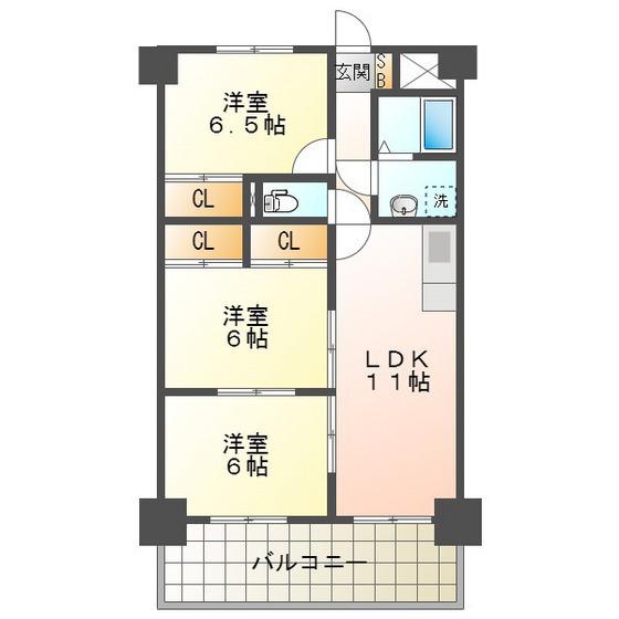 グレースマンション藤(3LDK/4階)の間取り写真