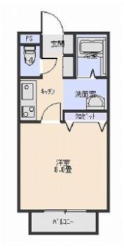 ビクトリーIB棟(1K/1階)の間取り写真