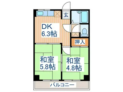プランドール・ソレイユ(2DK/3階)の間取り写真