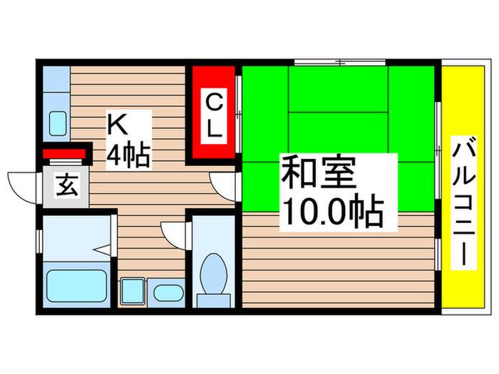 サニーハイツ園生(1K/1階)の間取り写真