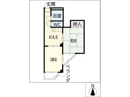 レジデンス入場(2K/4階)の間取り写真