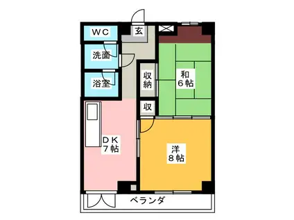 コーポ静岡二番町(2DK/2階)の間取り写真