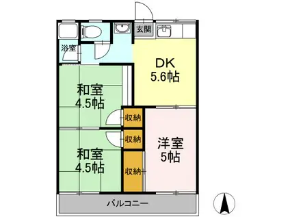 神島ハイツ A棟(3DK/2階)の間取り写真