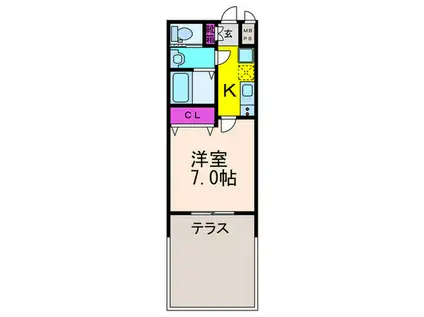 ウインズコート井口堂(1K/1階)の間取り写真