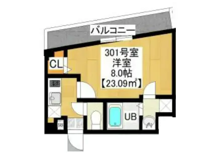 GRANDRHYTHM MAKUHARI(1K/3階)の間取り写真