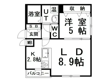 フィッツ ロヴィア(1LDK/3階)の間取り写真