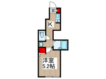 MELDIA岩槻(1K/1階)の間取り写真