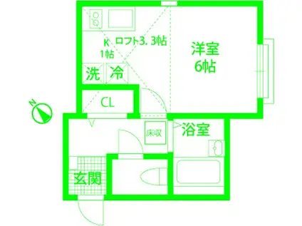 メゾンエルレーブ(1K/1階)の間取り写真