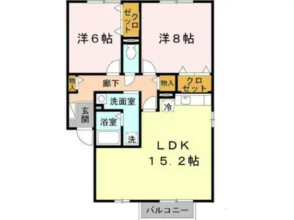 セジュール又巳(2LDK/1階)の間取り写真