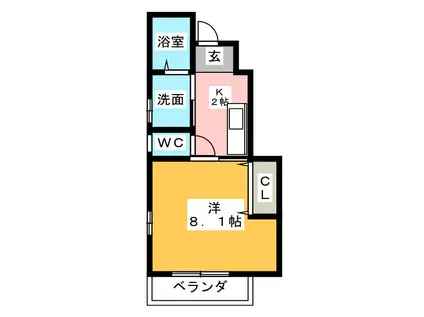 ビラアカシア(1K/1階)の間取り写真
