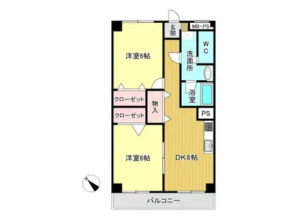 幕張本郷シティプラザ(2DK/2階)の間取り写真