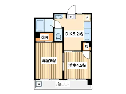 橋本ビル(2DK/4階)の間取り写真
