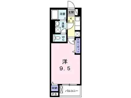 富士見4丁目マンション(1K/2階)の間取り写真