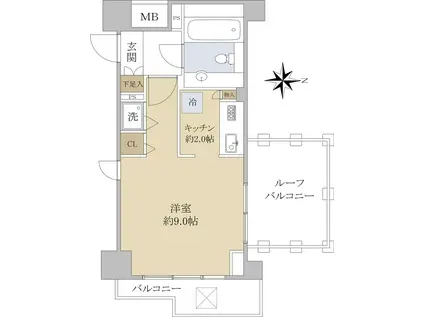中野桃園シティハウス(1K/11階)の間取り写真