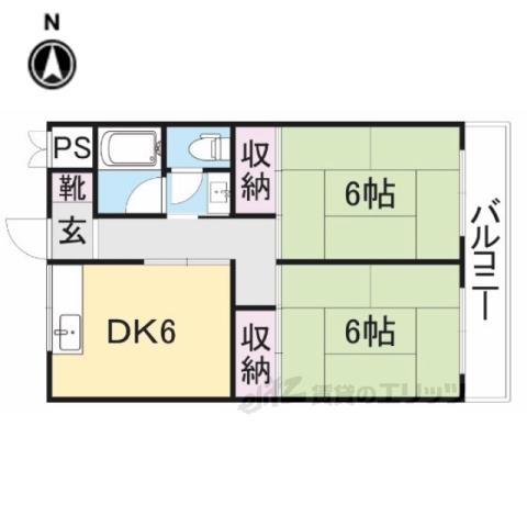 下村コーポ3(2DK/2階)の間取り写真