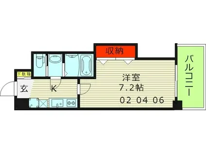 LUXE鶴見(1K/11階)の間取り写真