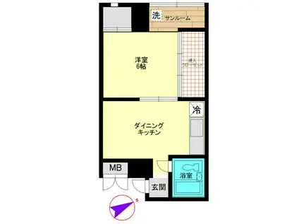 菊地マンション(1DK/3階)の間取り写真