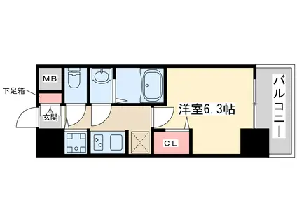 エスレジデンス江坂エミネンス(1K/12階)の間取り写真