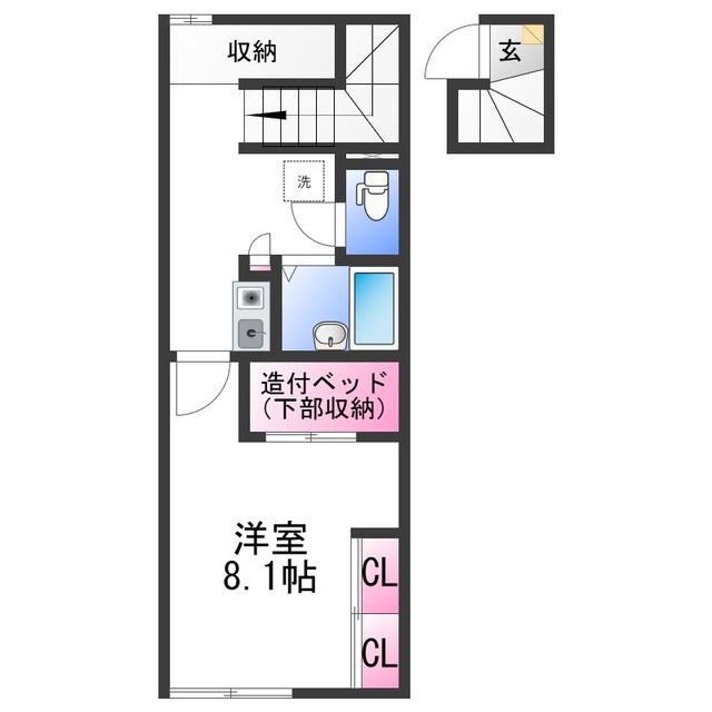 レオパレスフルール(1K/2階)の間取り写真