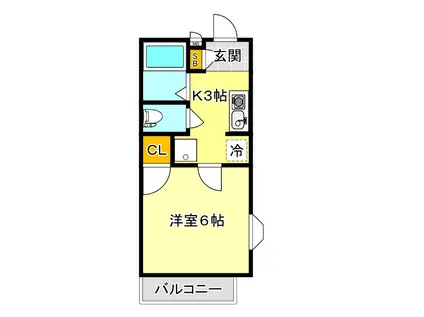 ハピネス甲子園(1K/2階)の間取り写真