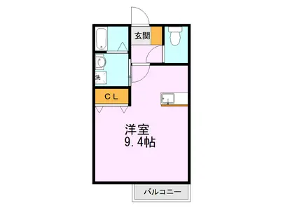 KURIMOTOアパート(ワンルーム/1階)の間取り写真