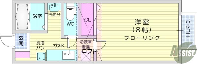 伊藤E@ST(1K/2階)の間取り写真