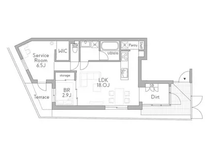GRANDUO祐天寺2(1SLDK/1階)の間取り写真