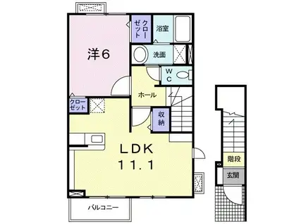 ビューティフル ムーン I(1LDK/2階)の間取り写真