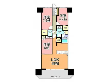 レーベン水戸 ONE STATE TOWER(3LDK/15階)の間取り写真