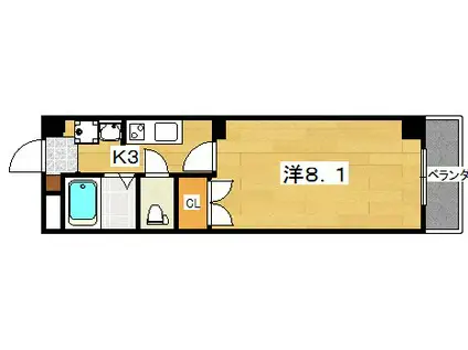 エバーハイツ春日(1K/1階)の間取り写真