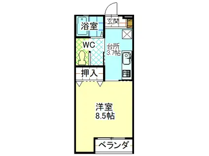 パーク城西(1K/1階)の間取り写真