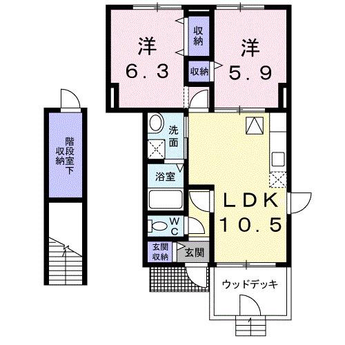 ビッグフォレストN(2LDK/1階)の間取り写真