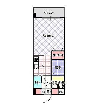 ロータリーマンション香里西之町(1K/3階)の間取り写真