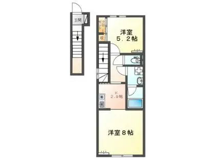 308晴れ(1LDK/2階)の間取り写真