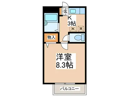 K・T-ONE(1K/1階)の間取り写真