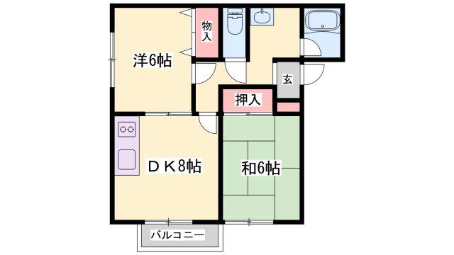 ハイツ宝林 A棟(2DK/1階)の間取り写真