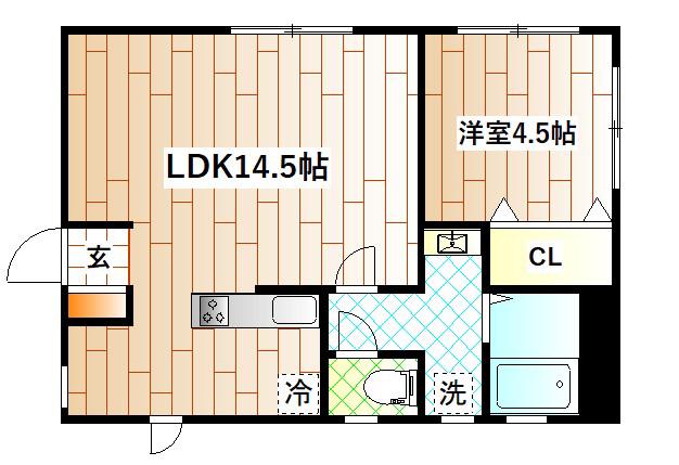 ミューズ白ゆり(1LDK/2階)の間取り写真