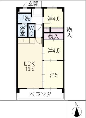 アビタシオンI(3LDK/1階)の間取り写真
