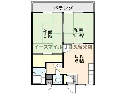 パナハイツ中野(2DK/1階)の間取り写真
