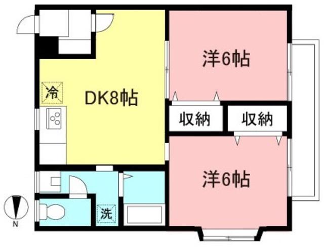 パレス銀嶺(2DK/1階)の間取り写真