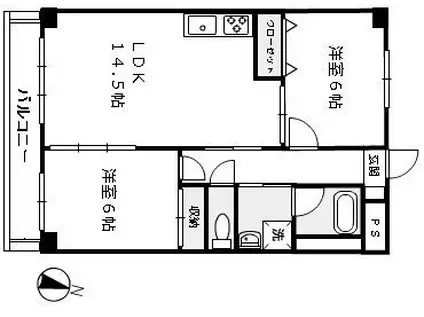 リップルガーデンI(2LDK/1階)の間取り写真