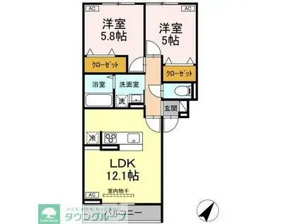 D-ROOM N(2LDK/3階)の間取り写真