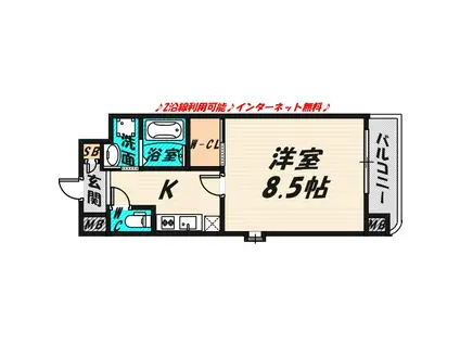 パークヒルズ都島 縁(1K/7階)の間取り写真